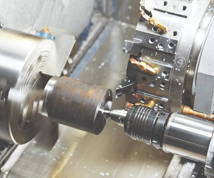 lathe machine working